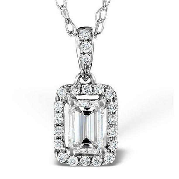 1.50 Ct Round Cut 14K White Gold Solitaire Pendant Necklace With Chain